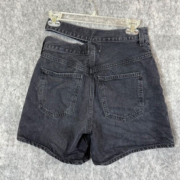 AGOLDE Shorts Womens 26 Black Fade High Rise Broken Waistband Cut Off Button Fly - Picture 3 of 11